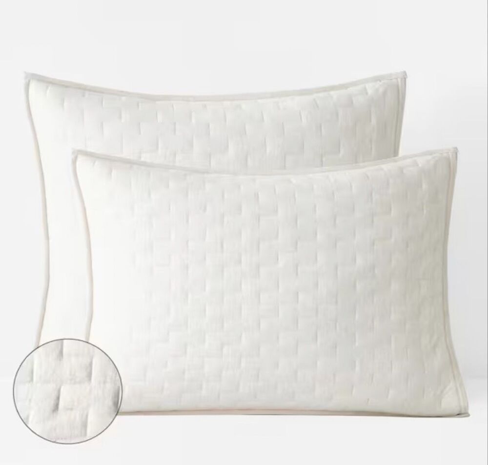 The Company Store Air Layer Shams Off White Standard Pair Set of 2 Textured NWT